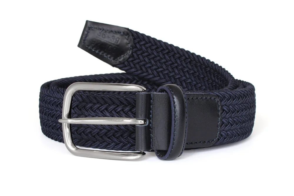 L'AIGLON woven elastic belt (BLACK×NAVY) L'AIGLON Woven Cord Belt – Vintage Something