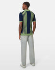Scotch & Soda Retro Stripe Knit Polo | Pistachio/Navy