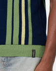 Scotch & Soda Retro Stripe Knit Polo | Pistachio/Navy