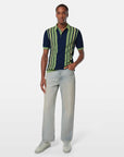 Scotch & Soda Retro Stripe Knit Polo | Pistachio/Navy