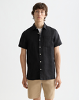 Scotch & Soda Short Sleeve Linen Shirt | Black