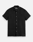 Scotch & Soda Short Sleeve Linen Shirt | Black