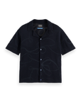 Scotch & Soda Jacquard Knit Short Sleeve Shirt | Navy