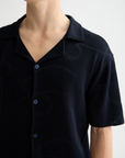 Scotch & Soda Jacquard Knit Short Sleeve Shirt | Navy