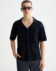 Scotch & Soda Jacquard Knit Short Sleeve Shirt | Navy