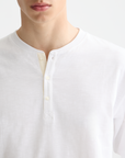 Scotch & Soda Henley Long Sleeve T-Shirt | Slub Bright White