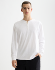 Scotch & Soda Henley Long Sleeve T-Shirt | Slub Bright White