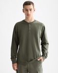 Scotch & Soda Henley Long Sleeve T-Shirt | Slub Thyme