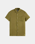 Scotch & Soda Short Sleeve Linen Shirt | Moss