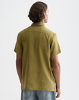 Scotch & Soda Short Sleeve Linen Shirt | Moss