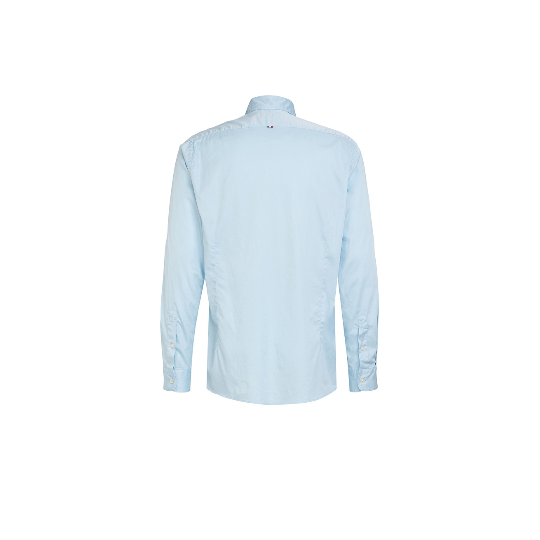 Fil Noir Plain Sateen Shirt | Light Blue