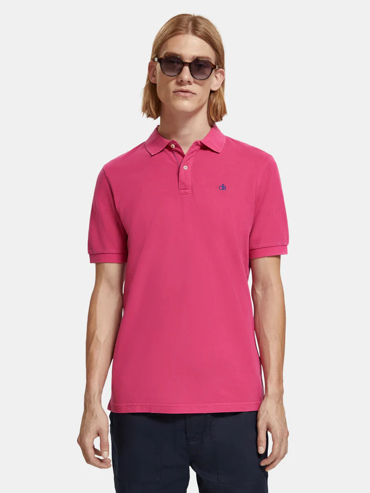 Scotch Soda Pique Polo Shirt Cerise LIFE FOR MEN