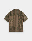 Scotch & Soda Bali Print Short Sleeve Shirt | Gold Brown
