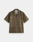 Scotch & Soda Bali Print Short Sleeve Shirt | Gold Brown