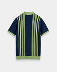 Scotch & Soda Retro Stripe Knit Polo | Pistachio/Navy