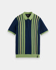 Scotch & Soda Retro Stripe Knit Polo | Pistachio/Navy