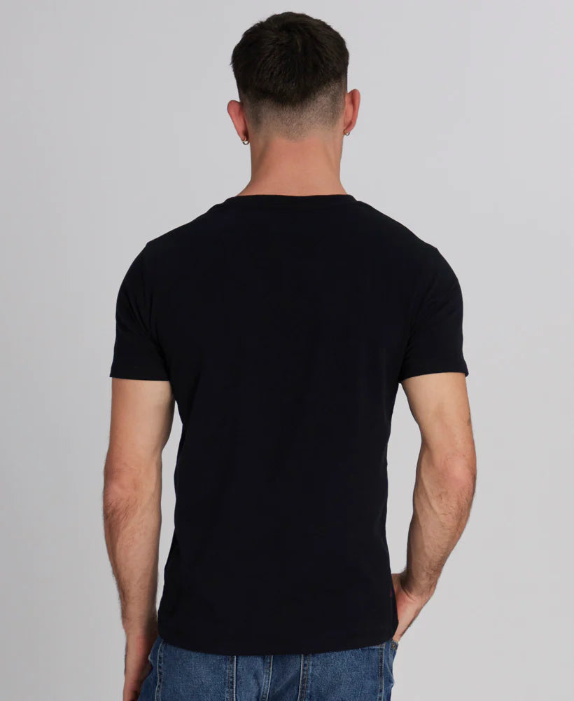 Superdry V Neck Essential T Shirt Black LIFE FOR MEN
