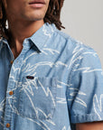 Superdry Vintage Loom Short Sleeve Shirt | Heavy Wash Crane