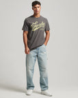 Superdry Vintage Script Workwear T Shirt | Charcoal
