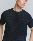 No Excess Velvet Stripe Tee | Navy