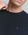 No Excess Velvet Stripe Tee | Navy
