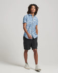 Superdry Vintage Loom Short Sleeve Shirt | Heavy Wash Crane