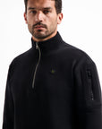 No Excess Brushed Half Zip Sweater | Black