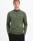 No Excess Half Zip Melange Knit Sweater | Light Moss