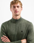 No Excess Half Zip Melange Knit Sweater | Light Moss