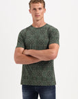 No Excess Allover Print Garment Dyed Slub T-Shirt | Dark Green