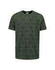 No Excess Allover Print Garment Dyed Slub T-Shirt | Dark Green