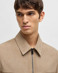 BOSS Malbano Leather Jacket | Light Beige