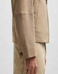 BOSS Malbano Leather Jacket | Light Beige