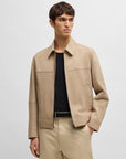BOSS Malbano Leather Jacket | Light Beige