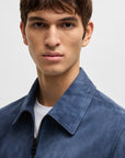 BOSS Malbano Suede Leather Jacket | Medium Blue