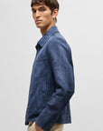 BOSS Malbano Suede Leather Jacket | Medium Blue