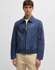 BOSS Malbano Suede Leather Jacket | Medium Blue