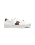 BOSS Gary Woven Detail Leather Sneaker | White-Chocolate Weave