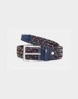 Robert Charles Woven Elastic Leather Belt | 1068 Navy Tan