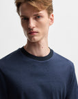 BOSS Thompson Textured Tee Shirt | Dark Blue