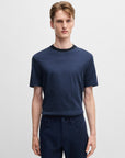 BOSS Thompson Textured Tee Shirt | Dark Blue