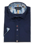 Guide London Sateen Short Sleeve Shirt | Navy