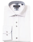 Guide London Cotton Sateen Long Sleeve Shirt | White Geo Contrast