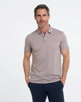 R2 Amsterdam Cotton/Linen Blend Polo | Taupe