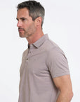 R2 Amsterdam Cotton/Linen Blend Polo | Taupe