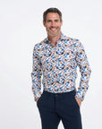R2 Amsterdam Long Sleeve Shirt | Spring Abstract Blue