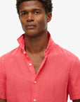 Superdry Vacation Linen Short Sleeve Shirt | Hot Coral