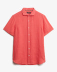 Superdry Vacation Linen Short Sleeve Shirt | Hot Coral