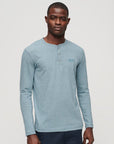 Superdry Logo Embroidered Long Sleeve Henley | Bay Blue