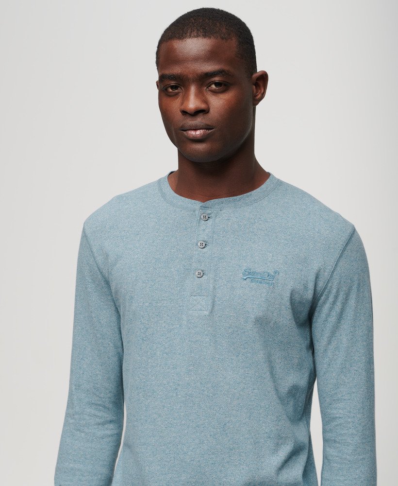 Superdry Logo Embroidered Long Sleeve Henley Bay Blue – LIFE FOR MEN